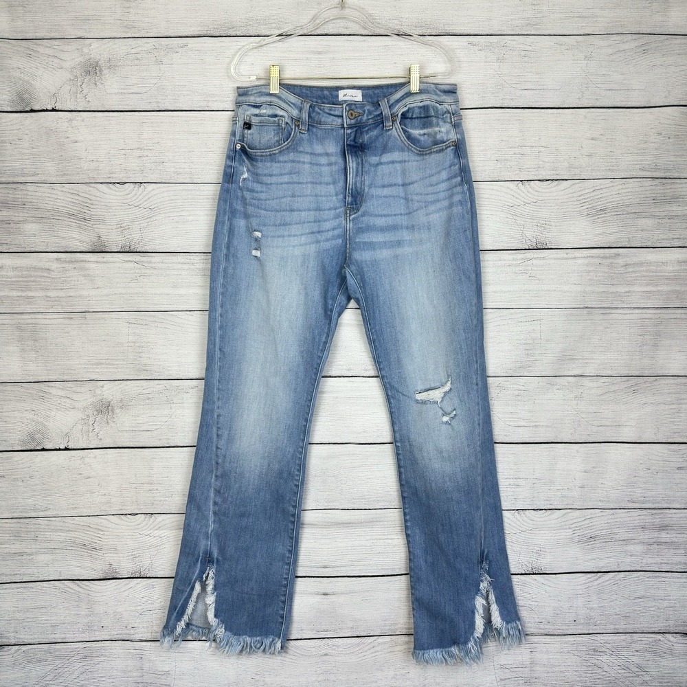 KanCan Jeans Distressed Frayed Hem Straight Leg‎ Size 15/31 Western Rodeo